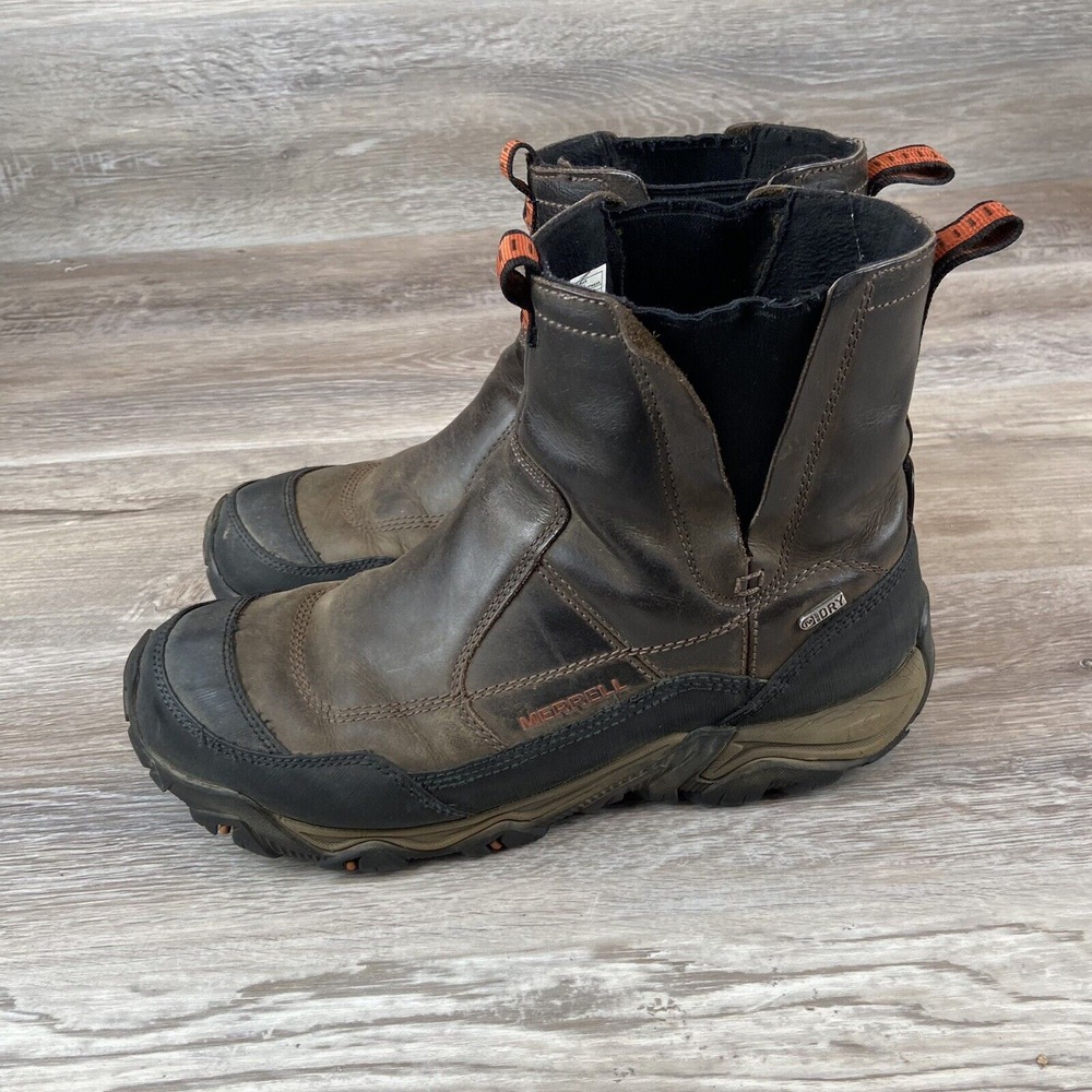 MERRELL Polarand Rove Waterproof Brown Leather Boots Size 11 - Picture 4 of 13